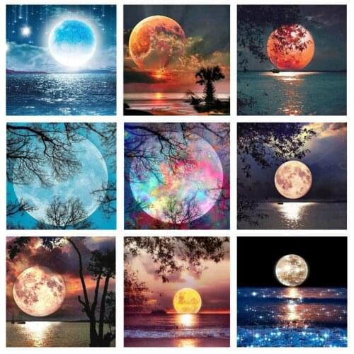 Full AB Drill Rhinestone 5D Diamond Painting Kit Color moon Diamond Embroidery Velvet canvas Mosaic Needlework Handmade Gift