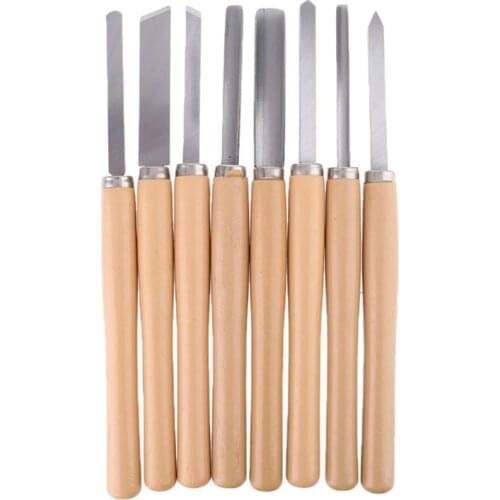 8pcs Wood Carving Knife Lathe Chisel Set Turning Tools Woodworking Gouge Skew 54DC