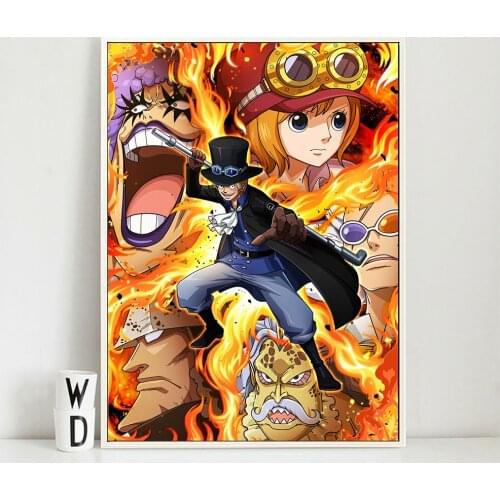 Wall Art Modular Pictures One Piece Canvas Printed Luffy Home Decor Ace Posters Sabo Paintings Anime Role For Living Room Gift