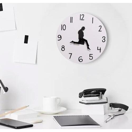 Man In Suit Wall Art Clock Room Decor Hanging Ornament For Office Living Room Decorated Wall Clock Walking Time Wall Clock