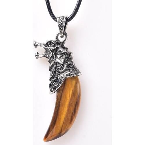1PC Natural Crystal Wolf Tooth Pendant Ornament Natural Quartz Crystal Fashion Mineral Jewelry Amulet For Men Women Jewelry Gift