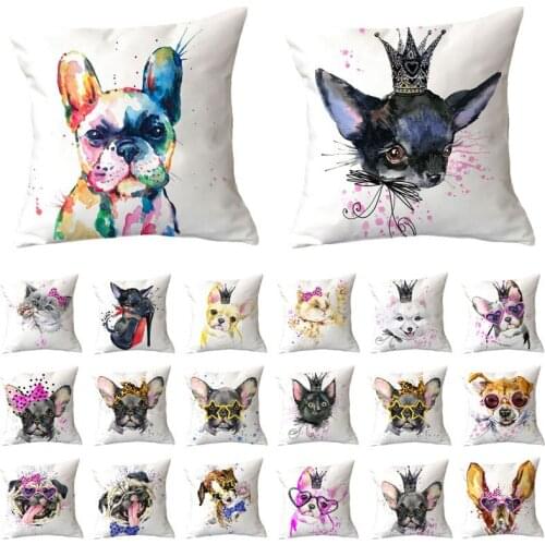 Xun Painted Dog Creative 45x45cm Plush Cushion Cover Pillowcase Home Decoration Living Room Sofa Pillow Cases