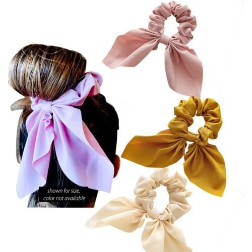 Soft Satin New Bow Hair Scrunchies Hair Scrunchy Top Knot Hair Tie Gentle Hair Elastic Hair Accessory Rabbit Ears Hair Ring