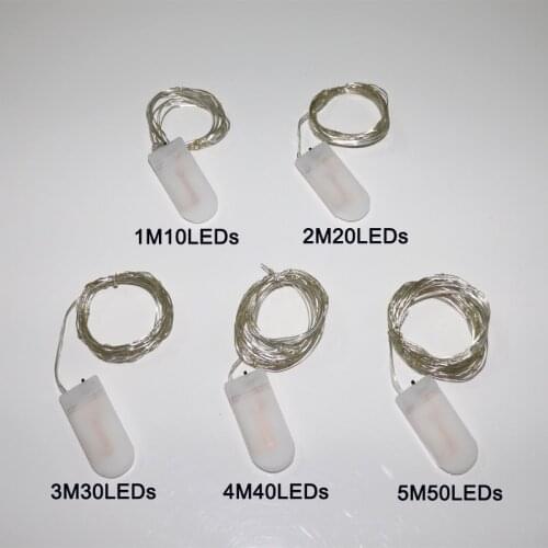 New Year 1M 2M 3M 4M 5M LED Creative 7 Color Button Battery Box of Copper Lamp Series Mini Small Decorative lights