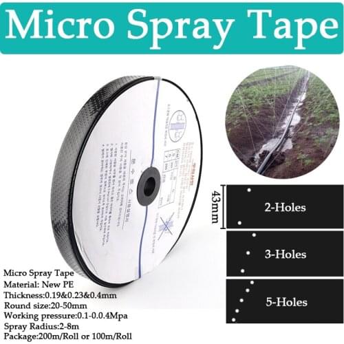 Wholesale 100~200m/Roll Spray Tape 3/4''~2'' Greenhouse Watering Tube Under Membrane Film Agricultural Micro Irrigation Hose
