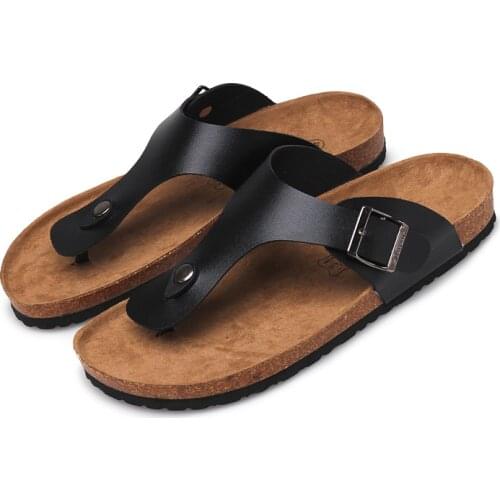 Men & Women Cork Beach Sandals Casual Clip Toe Roman Metal Buckle Flat Slippers Outside Flip Flops Wholesale Dropshipping