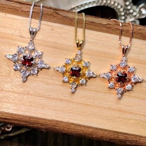 Natural red garnet gem Pendant natural gemstone pendant S925 silver Fashion Lovely stars Talonpaw girl party gift jewelery