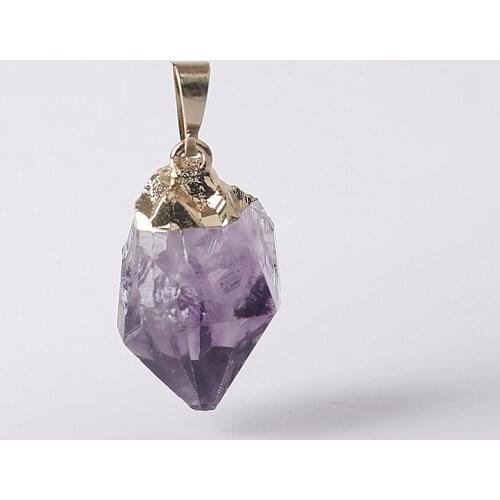 Natural Quartz Crystal Stone Pendant Crystal Fluorite Amethysts Pendulum Charm Pendant For Women Divination