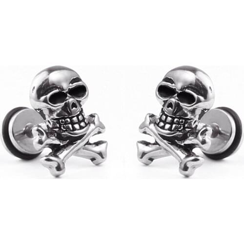 Punk skull stainless steel stud earring for men jewelry small vintage brinco masculino kolczyki accessories wholesale
