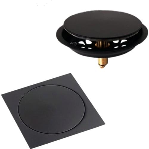 Black Floor Drain Square Pop Up Floor Drain-Floor Cover Shower Room Push Down Drain Plug Anti-odor Bath Shower Drain Home decor