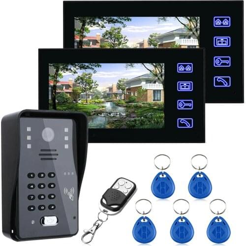 SmartYIBA 7" 1000TV Line Touch Screen Visible Home Door Intercom 125KHz RFID Code Unlock Door Phone Dual-Way Video Doorbell