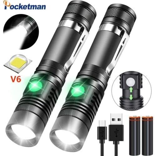 8000LM super bright LED flashlight flashlight led T6 / L2 / V6 DE Zoomable outdoor bicycle light USB rechargeable