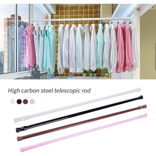 Punch-free Telescopic Shower Curtain Rod Adjustable Rod Clothes Tension Rod Bathroom Rail Can Be Used
