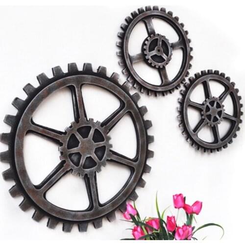 Vintage Wooden Gear Wall Decor Steampunk Style Gear Hanging Decor For Living Room Home Bar Art Craft Wall 9.4 "Decoration