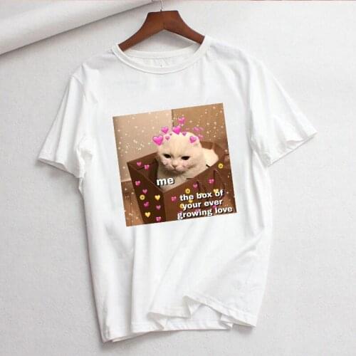 Female T-shirt Cute Cat T Shirt Women Summer Casual Funny Printed Harajuku Tshirt Oversized Tshirts Short Sleeve Female Top Tees