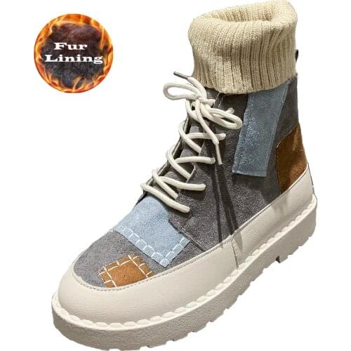 Womens Bottomed Flat Boots Soft Bottom Comfortable Woollen Line Ankle Boots Handmade Institute Womens Boots Winter Shoes 2020