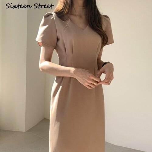 Dresses for Women Summer Korean Style V Neck Slim Dress High Waisted Y2k Dress Female Vestido De Mujer Women Clothing Vintage