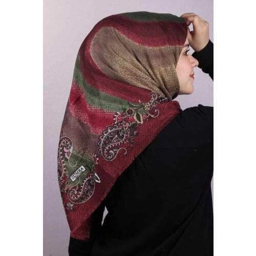 ZÜMRA PATTERNED LINEN FLAMLI SCARF-DESEN-01-RENK-05