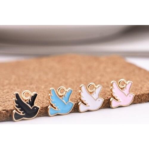 10pcs/lot 11*13mm Bird Dangle Handmade Enamel Charms Pendant DIY for Bracelet Necklace Bag