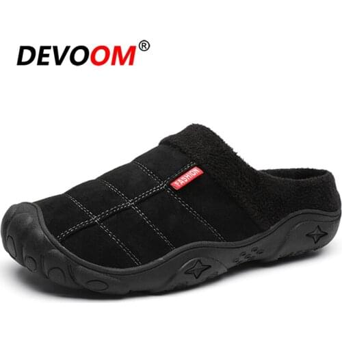 2020 Home Slippers Men Winter Warm Plush Slippers Non-slip Comfortable Bedroom Men House Indoor Shoes Mens Slippers Plus size 46