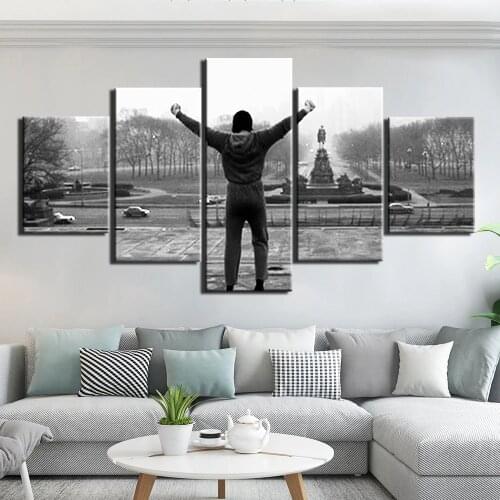 5 Panel rocky Inspirational quotes Painting Canvas HD balboa print Wall Art 5 piece movie poster