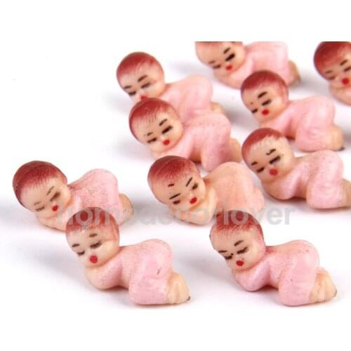 50pcs Mini Sleeping Babies Pink Girl Baby Shower Favours Party Decorations