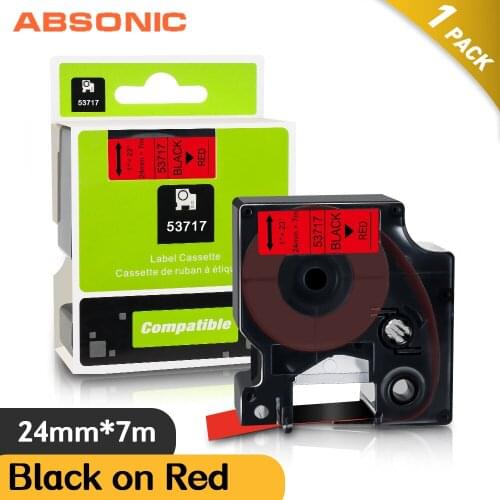 Absonic Label Tape For DYMO D1 Tape 24mm*7m 53717 Black on Red Printer Ribbon For DYMO LabelWriter 450 DUO LabelManger 450D