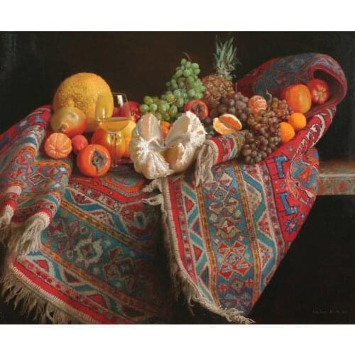 Free shipping wall art decoration picture grapefruit pineapple blanket still life fruit oil painting canvas printings on canvas