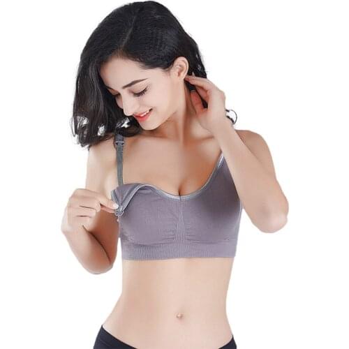 Womens high-elastic non-steel ring front buckle nursing bra gathers anti-sag adjustment large size comfortable bra underwear