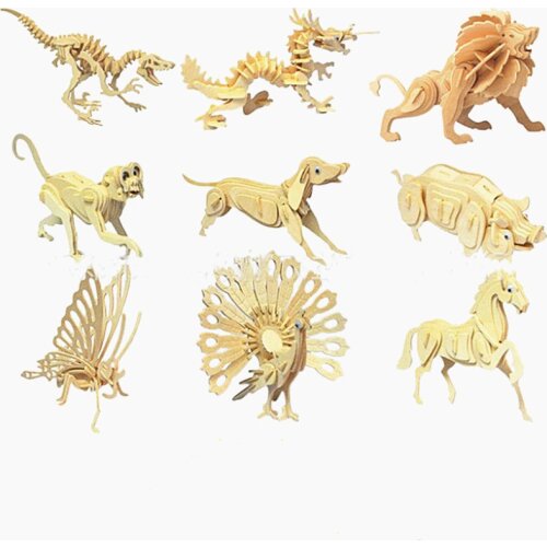 Childrens Handmade Animal Model 3D Woode Puzzle
