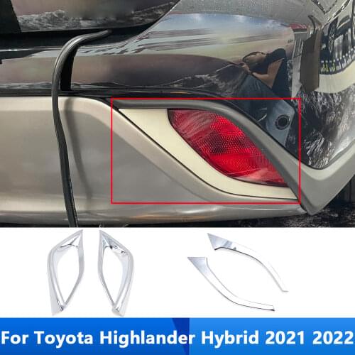 For Toyota Highlander Hybrid 2021 2022 Chrome Rear Fog Light Lamp Cover Trim Foglight Decoration Sticker Accessories Car Styling