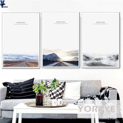 YORTYES Canvas Print Poster Nordic Wall Pictures Living Room Decor Painting Mountain Sun No Frame YY052