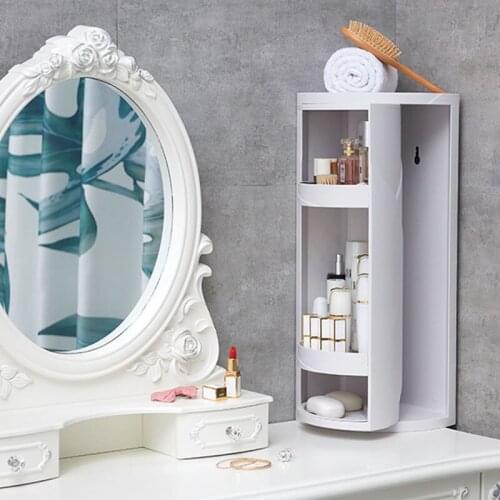 Hot Bathroom Rotating Corner Storage Rack Triangle Wall Shelf Bathroom Organizer Kitchen Storage