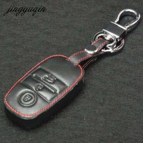 Jingyuqin Car Smart Key Wallet Leather key Cover for 2016 KIA Optima K5 Sportage Remote keyless Holder protected Cases