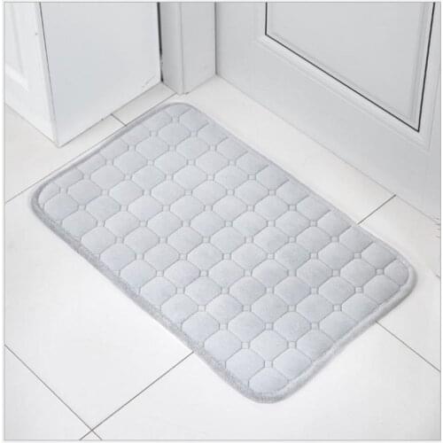 Bathroom Door Mats Floor Mats Quality Coral Velvet Quilted Embroidered Foot Rugs Bedroom Living Room Carpet Customization Gray