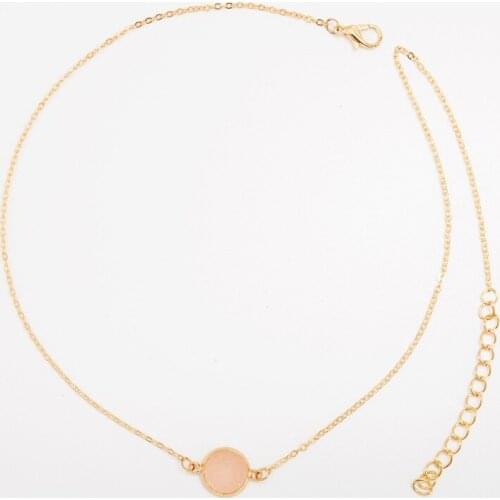 Round Irregular Surface Resin Pendant Short Chain Women Adjustable Necklace Choker