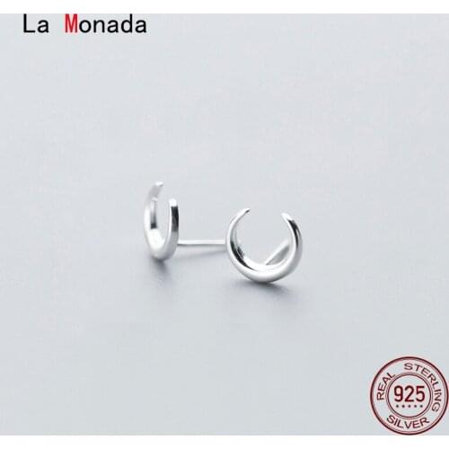 La Monada 925 Silver Earrings For Women Moon Stud Earrings 925 Sterling Silver Small Korean Silver Earrings 925 Silver