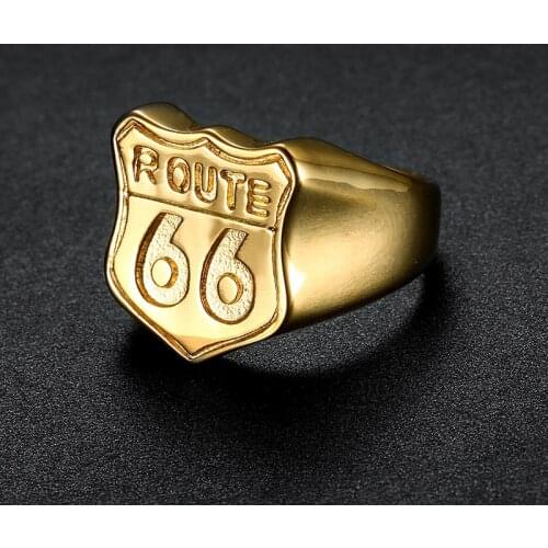 Megin D Hot Sale Vintage Simple Style U.S.route 66 Stainless Steel Rigns for Men Women Couple Friend Fashion Gift Jewelry