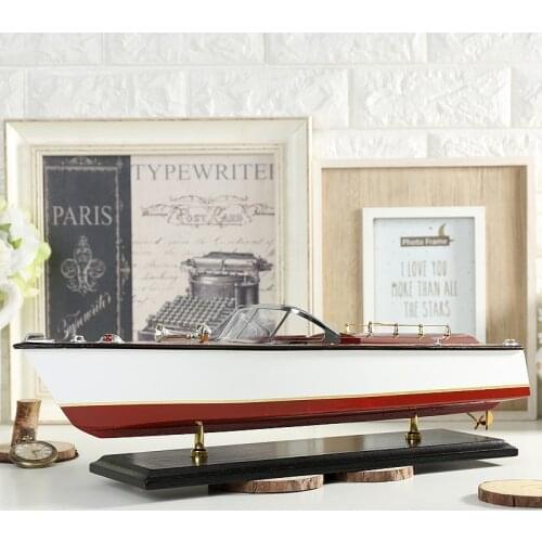 Mediterranean Style 50CM Yacht Model Solid Wood Ornaments Handmade Home European Decorations Sailboat Manual Craft Accessories