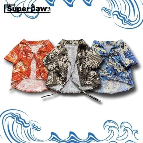 Fashion Japan Kimono Shirt for Dogs Puppy Shirt Shiba Inu Summer T-shirt Pet Dog Clothes Bulldog Pets Clothing Costume GZC06