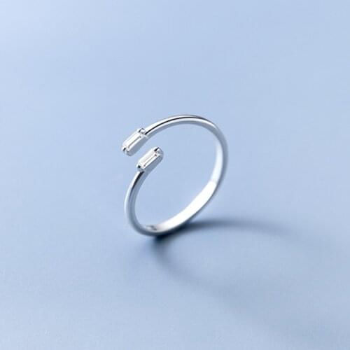 Fashionable Thin Ring Finger Jewelry Pure 925 Sterling Silver Zirconia Adjustable Opening Rings For Women Anillos Mujer