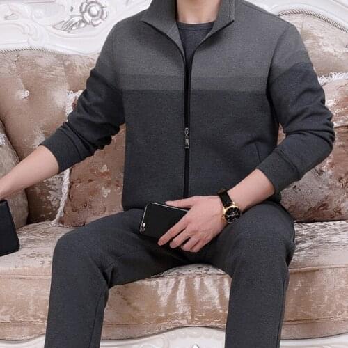 Plus Size L~5XL Mens 2 Piece Sport Suits Spring Autumn Splicing Jacket+Pant Men Tracksuits Running Sportwear Training Clothing
