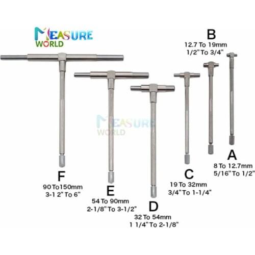 8-150mm( 5/16"-6") Telescoping Gauge set, 6pcs/set, internal gauge, Hole Gauges for Quick inside measurements of holes