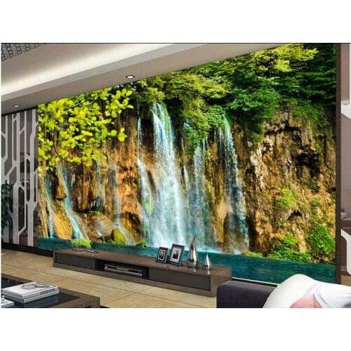 3d room wallpaper custom mural non-woven wall sticker Mountain woods waterfall water paintings photo 3d wall murals wallpaper