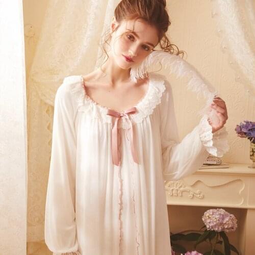Nightgown Women Sleepwear Long Sleeve Nightdress Beautiful Fairy Nightdress