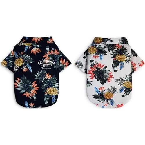 Dog Clothes Cotton Summer Beach Vest Short Sleeve Pet Clothes Floral T Shirt Hawaiian Tops For Small Large Dogs Chihuahua