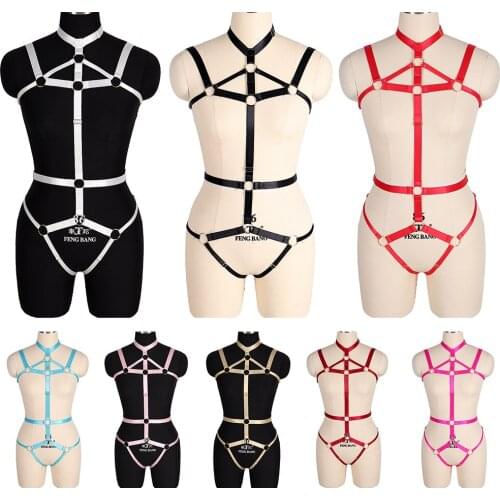 Punk Dance Party Wear Erotic Lingerie Sword Belt Elastic Women Sexy Lingerie Set Harness Bra Cage Adjustable Stocking Suspenders