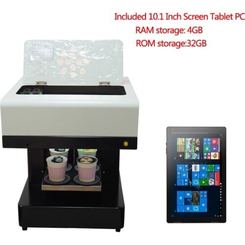 4 cups Selfies lets coffee printer milktea pizza cake macaroon candies Flatbed Food Printer with 10 inch tablet