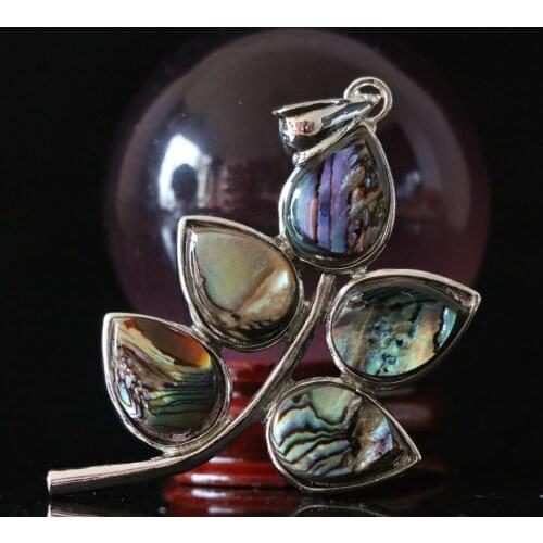 Natural abalone shell leaf round flower cat eyes beads silver plated purfle pendant fashion woman jewelry findings B1144-4