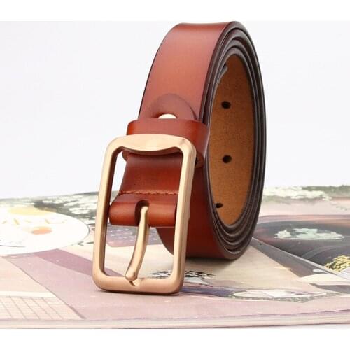 New ladys real leather belt pin buckle decorative belt student plain color trend belt PY119
